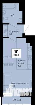 Студия квартира, строящийся дом, 28м2, 6/25 этаж