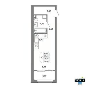 Студия квартира, вторичка, 29м2, 29/32 этаж
