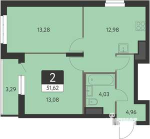 2-к квартира, вторичка, 50м2, 29/31 этаж