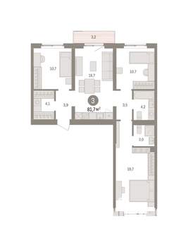 3-к квартира, вторичка, 82м2, 3/8 этаж