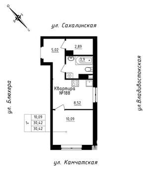 Студия квартира, строящийся дом, 30м2, 16/25 этаж