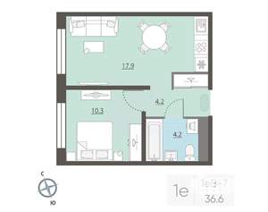 1-к квартира, вторичка, 37м2, 24/25 этаж