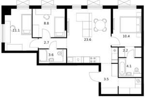 3-к квартира, вторичка, 75м2, 15/29 этаж