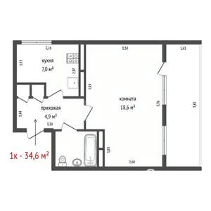 1-к квартира, вторичка, 35м2, 5/12 этаж