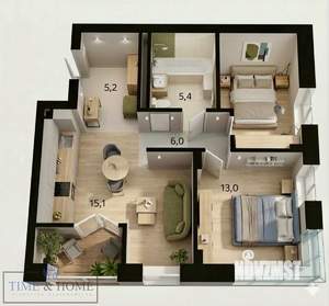 2-к квартира, вторичка, 55м2, 18/22 этаж