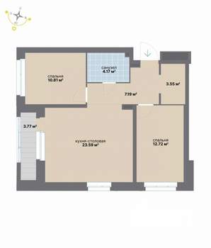 2-к квартира, вторичка, 66м2, 3/17 этаж