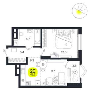 2-к квартира, вторичка, 41м2, 14/27 этаж