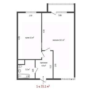 1-к квартира, вторичка, 35м2, 14/17 этаж