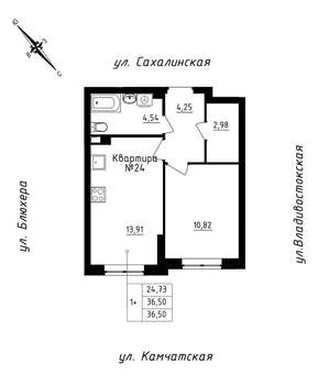 1-к квартира, строящийся дом, 37м2, 3/25 этаж