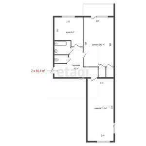 2-к квартира, вторичка, 46м2, 4/5 этаж