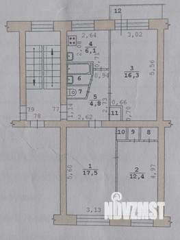 3-к квартира, вторичка, 62м2, 5/5 этаж