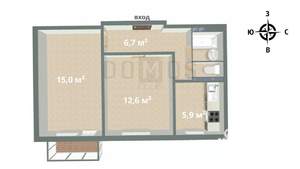 2-к квартира, вторичка, 44м2, 4/5 этаж