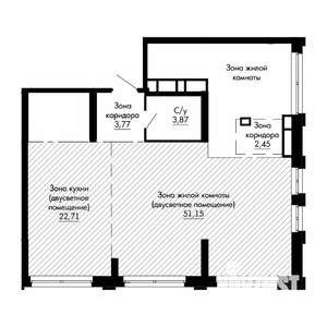 1-к квартира, вторичка, 84м2, 25/25 этаж
