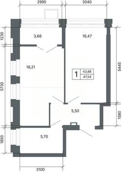 1-к квартира, вторичка, 47м2, 24/27 этаж
