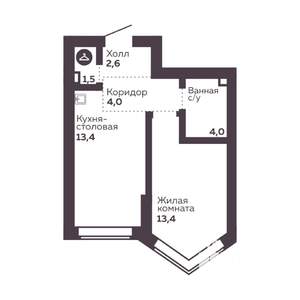 1-к квартира, вторичка, 39м2, 6/30 этаж