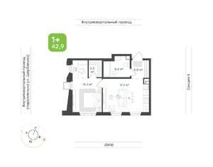 1-к квартира, вторичка, 43м2, 2/24 этаж