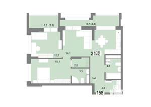 2-к квартира, вторичка, 80м2, 25/25 этаж