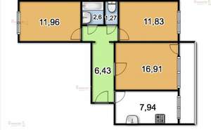 3-к квартира, вторичка, 63м2, 4/9 этаж