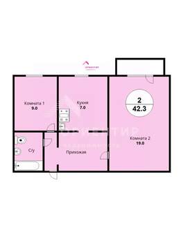 2-к квартира, вторичка, 42м2, 7/9 этаж