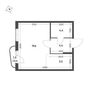 Студия квартира, вторичка, 34м2, 9/16 этаж