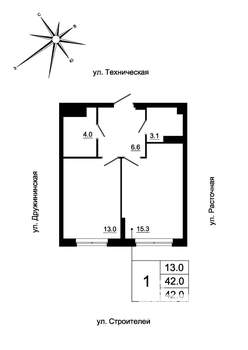 1-к квартира, вторичка, 41м2, 14/19 этаж