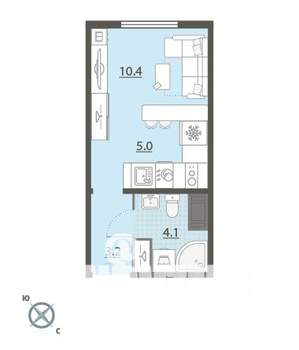 Студия квартира, вторичка, 23м2, 12/24 этаж