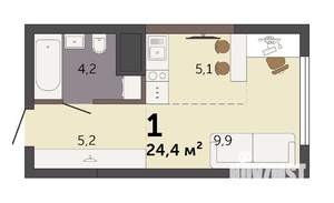Студия квартира, строящийся дом, 24м2, 16/32 этаж