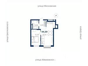 1-к квартира, вторичка, 44м2, 19/30 этаж