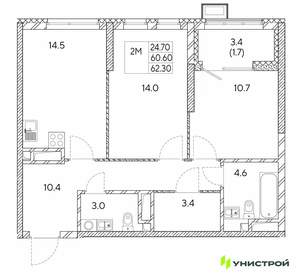2-к квартира, вторичка, 62м2, 8/30 этаж
