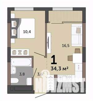 1-к квартира, вторичка, 34м2, 15/15 этаж