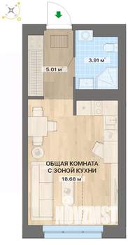 Студия квартира, вторичка, 28м2, 3/26 этаж