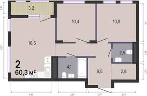 2-к квартира, вторичка, 62м2, 10/19 этаж