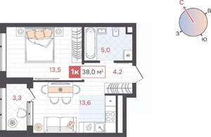 1-к квартира, вторичка, 38м2, 31/31 этаж