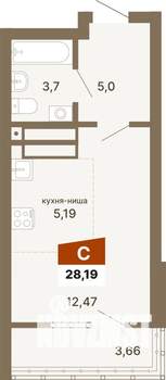 Студия квартира, строящийся дом, 28м2, 20/23 этаж