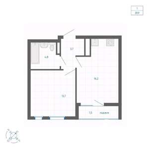 1-к квартира, вторичка, 40м2, 29/32 этаж