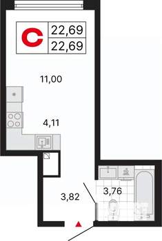 Студия квартира, вторичка, 23м2, 14/25 этаж