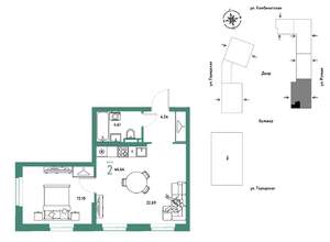 2-к квартира, строящийся дом, 45м2, 15/24 этаж