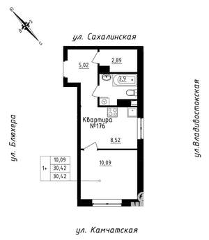 Студия квартира, строящийся дом, 30м2, 15/25 этаж
