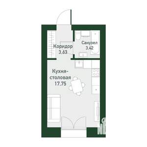 Студия квартира, вторичка, 25м2, 3/4 этаж