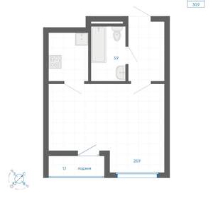 Студия квартира, вторичка, 31м2, 15/32 этаж