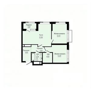 2-к квартира, строящийся дом, 65м2, 24/30 этаж