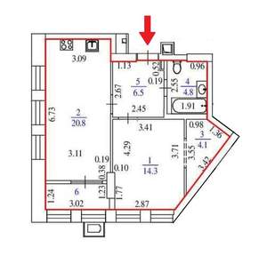 1-к квартира, сданный дом, 54м2, 8/27 этаж