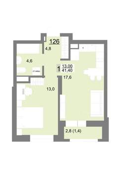 1-к квартира, вторичка, 41м2, 15/26 этаж