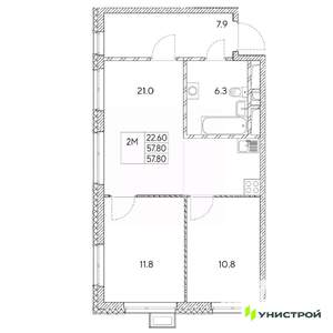 2-к квартира, вторичка, 58м2, 10/31 этаж