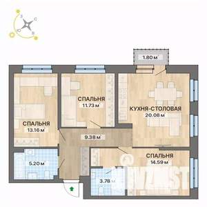 3-к квартира, вторичка, 80м2, 5/15 этаж