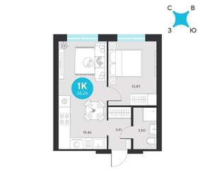 1-к квартира, строящийся дом, 36м2, 2/23 этаж