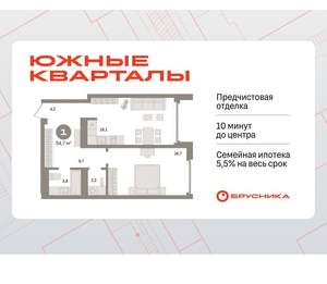 1-к квартира, вторичка, 55м2, 20/24 этаж