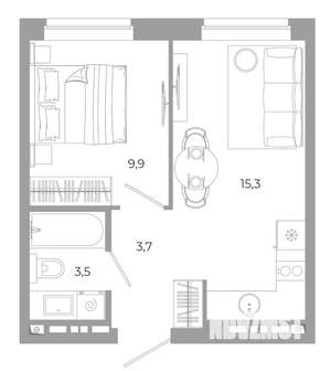 1-к квартира, вторичка, 32м2, 8/12 этаж