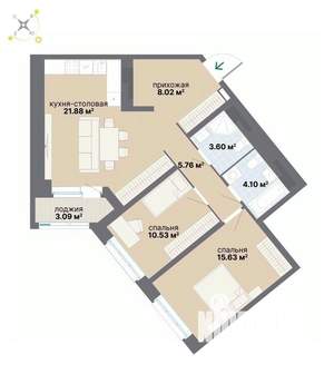 2-к квартира, вторичка, 73м2, 17/26 этаж