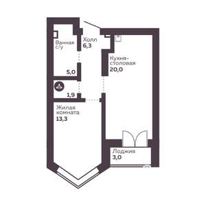 1-к квартира, вторичка, 47м2, 8/30 этаж